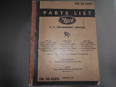 Mack EH 1944 Parts List US Gov't Issue TM10-1680 Includes. EH Bus & EHT Models • $199
