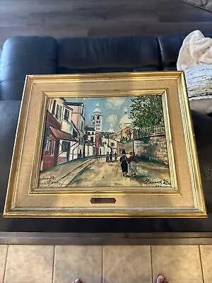 Vintage HELCA Maurice Utrillo FRANCE Lithograph Gold Frame STREET PAINTING RARE • $119.99