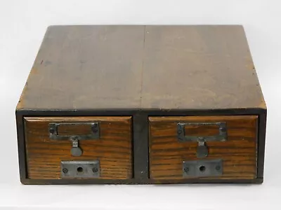 Vintage 2-Drawer Wood Wooden Card Catalog Cabinet For 3x5  Cards • $149.99