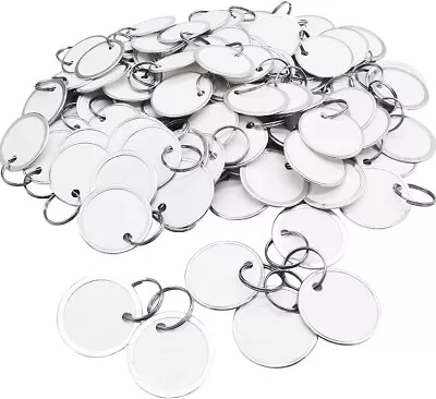 100 Pack White Metal Rim Tags Key Tags 1-1/4-Inch Round Paper Tags With Split • $13.21