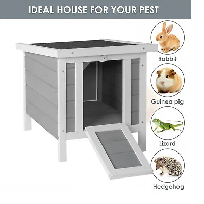 Wooden Bunny House Rabbit Cat Hutch Feral Cats House Rabbit Hutch W/Ramp Outdoor • $35.90