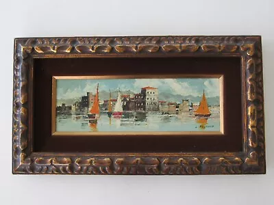 Original Oil Painting On Board Coastal Sailboats ~ Framed Signed L. Reymond • $75