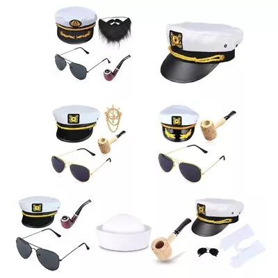 Sailor Hat Yacht Captain Hat Halloween Captain Costume Accessories For Men Women • $14.48