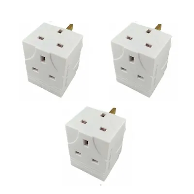 3 WAY 3 PIN ADAPTOR CONVERTER 13 AMP SOCKET HOUSEHOLD MULTI PLUG UK  [3pcs] • £10