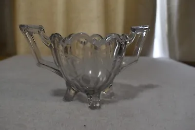 Vintage Cut Glass Sugar Dish With Bow Etched Design • $6