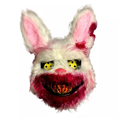  Halloween Scary Mask Rabbit Bunny Mask Bloody Plush Animal Head Mask Props • £8.76