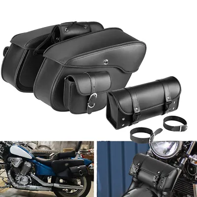Motorcycle Large Saddle Bags Side Bag & Tool Bag For Yamaha V Star 1300 1100 950 • $149.99