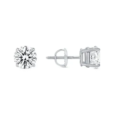 2.50 Ct Created Diamond Round Real 14K White Gold Earrings Studs Screw Back • $229.96