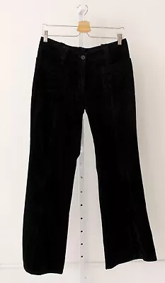 MIKAI Jerry Shabo Womens Wide Leg Velvet Pants Seamed Boot Cut Black Size 10 • $15.39