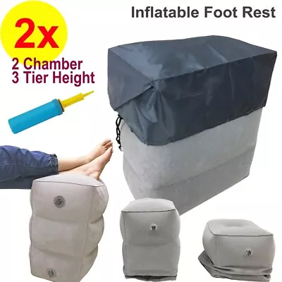 2x Inflatable Foot Rest Footrest Cushion Pillow Flight Travel Car Train Portable • $37.49