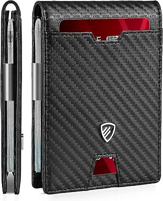 RUNBOX Mens Slim Wallet With Money Clip RFID Blocking Bifold Credit Card Holder • $29.95