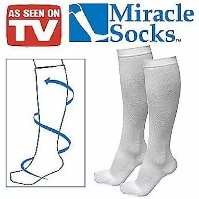 Miracle Socks Anti-Fatigue Compression Sock White Color Size L/XL • $8.99