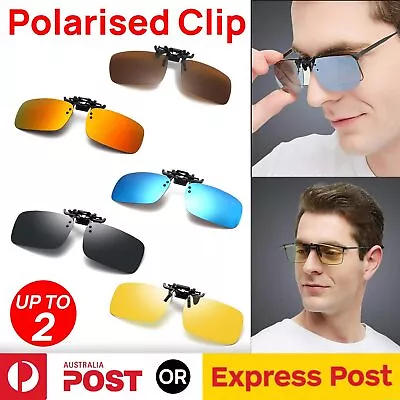 Photochromic Polarised Clip On Flip Sunglasses Pilot Polarized Fishing Eyewear • $15.95