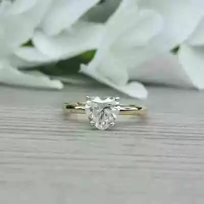 1ct Heart Cut  Lab Created Diamond Women's Wedding Ring 14k Yellow  Gold Plated • $74.99