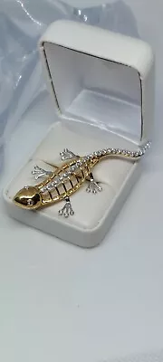 Estate 18k Multi Gold .50ct 42 Diamond Lizard Brooch Pin Vintage 2 7/8  JS465YYS • $1279