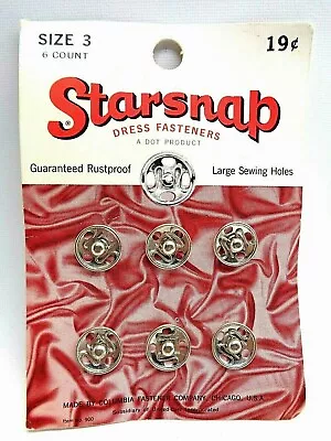 Vintage Dress Fasteners Sewing Snaps Colullmbia Fastener Co. Chicago Starsnap  • $4.88