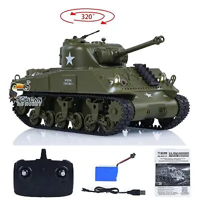 Heng Long RC 1/30 Battle Tank Sherman M4A3 3841-01 2.4G Remote Control Tanks • $94.41