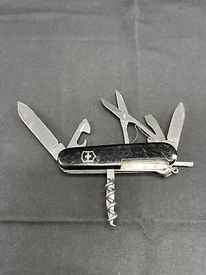 Victorinox Swiss Army Knife Officer Suisse Black Scissors Toothpick Tweezer • $15.99