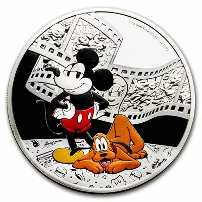 2023 Niue 3 Oz Silver $10 Disney's Mickey Mouse & Pluto • $256.40