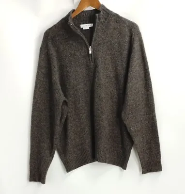 Enzo Mantovani Men's Sweater Wool Brown Mareled 1/4 Zip Long Sleeve Size Large  • $29.99