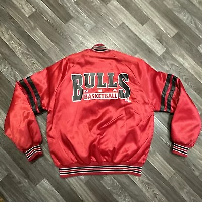 Vintage Chalk Line Chicago Bulls Satin Jacket Men’s Large Made In USA Red • $120