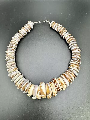 Vintage Genuine Hawaiian Puka Shell Brown Cone Surfer Choker Necklace 108g. • $199