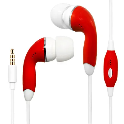 Red Color 3.5mm Earphones Remote Control W/ Mic. Handsfree Stereo Headset • $8.07