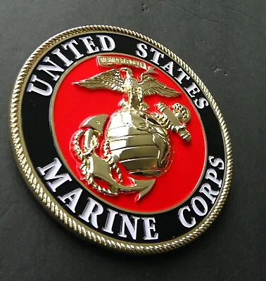 Usmc Marines Marine Corps Emblem Large Metal Enamel Mountable Medallion 4 Inches • $19.55