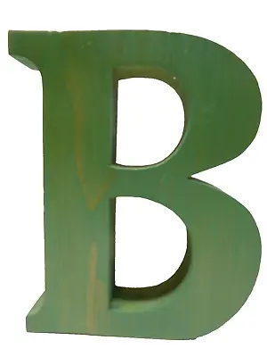 BIG B Large 8-1/2  Wood Painted Green Letter B • $40