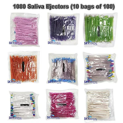 1000 Saliva Ejectors Dental Suction Ejector Made In Italy (10 Bags Of 100) • $39.99