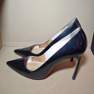 Manolo Blahnik BB 90 Patent Leather Black Pointed Toe Pumps Size EU 39 US 8 • $89.99