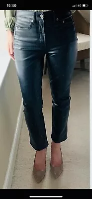 Gap Faux Leather High Waisted Slim Fit Cropped Trousers Size 26 • £15