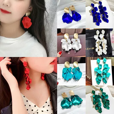 £3.59 • Buy Petal Drop Dangle Earrings For Women Bohemian Rose Flower Tassel Long Earrings