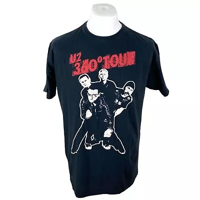 U2 Tour T Shirt Large Black Bono T Shirt 360 Tour T Shirt Concert Tee Band Tee • £22.50