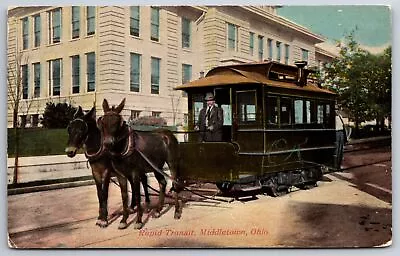 Middletown Ohio~Rapid Transit~Mule Drawn Coach~1912 Postcard • $11.99