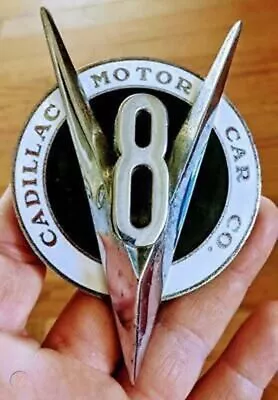 Early 1930s Cadillac V8 Radiator Grill Badge Hood Emblem Ornament Mascot • $457.11