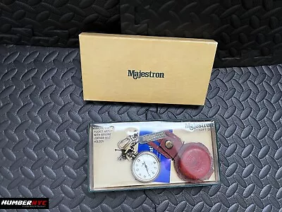 Vintage 1980-90's Majestron Watch Men Pocket Gold Plated Gift Set Leather Eagle • $79.99