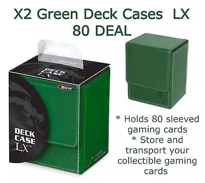 X2 High Quality BCW Deck GREEN Case LX 80 Gaming Cards Storage/Transport Holder • $31.15