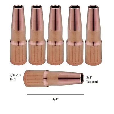 MIG 23T37 Welding Nozzles 3/8  Tapered For Tweco#2 #4 & Lincoln 200-400 PK Of 5 • $40.54