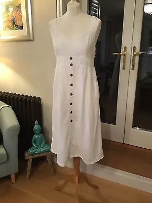 Size 10 Kaleidoscope White Button-Through Cotton Summer Dress • £5