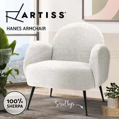 Artiss Armchair Lounge Chair Armchairs Accent Arm Chairs Sherpa Boucle Hanes • $162.95