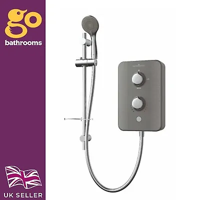 Gainsborough Slim Duo 8.5kW Electric Shower Grey 3 Spray Head Handset Bathroom • £157.58