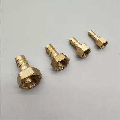 Straight Brass BSP Female Barb Hosetail Connector Fitting Fuel Air Gas Water Oil • £2.63