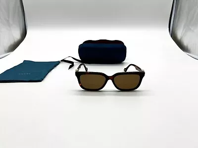 $125 • Buy Gucci Sunglasses GG1537OK Tortoise Shell With Brown Lenses And Cold GG Logo