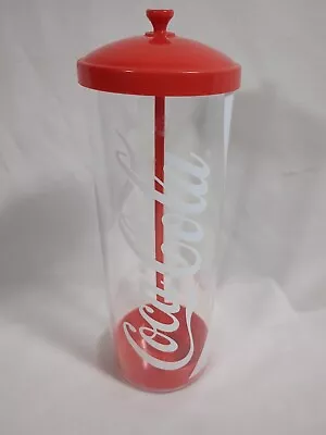 Vintage Coca Cola Plastic Holder Straw Dispenser Red White & Clear • $15