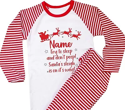 Personalised Christmas Pyjamas Childrens Xmas Eve Red Pjs Any Name Kids Gift • £13.99