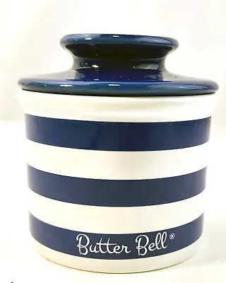 The Original Butter Bell Crock By L. Tremain Nautical Blue And White Striped 498 • $14