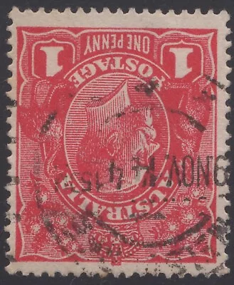 Australia KGV 1d Red SW INVERTED WMK Deep Red Used • $8.99