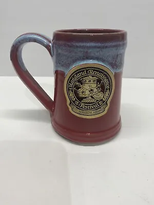 Maryland Renaissance Festival Red/Blue Studio Art Pottery Mug Grey Fox Stein • $19