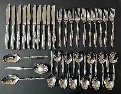 WM A Rogers Oneida LA ROSE Basic Svc For 10 Stainless Steel Flatware 35 Pieces • $63